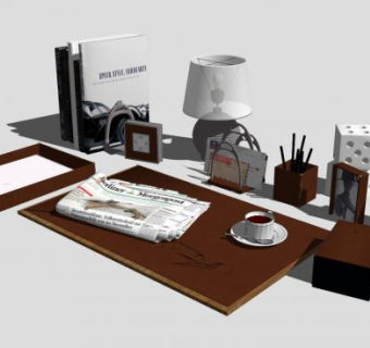 书桌装饰品摆件SU模型下载_sketchup草图大师SKP模型