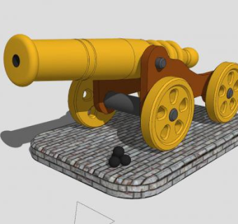 工艺品小钢炮摆件SU模型下载_sketchup草图大师SKP模型