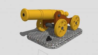 工艺品小钢炮摆件SU模型下载_sketchup草图大师SKP模型