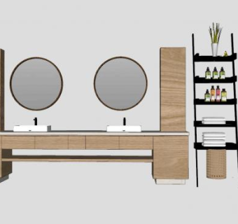 现代卫浴家具摆件SU模型下载_sketchup草图大师SKP模型