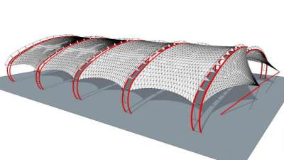 膜结构车棚su模型下载_sketchup草图大师SKP模型