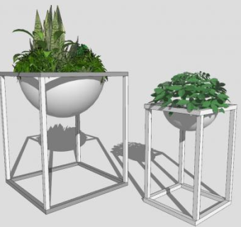 植物花盆花架SU模型下载_sketchup草图大师SKP模型