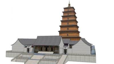 法门寺建筑su模型下载_sketchup草图大师SKP模型