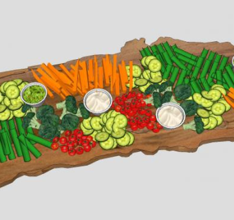 砧板上的切片蔬菜SU模型下载_sketchup草图大师SKP模型