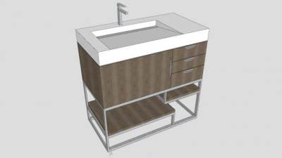 现代卫浴柜洗手池SU模型下载_sketchup草图大师SKP模型