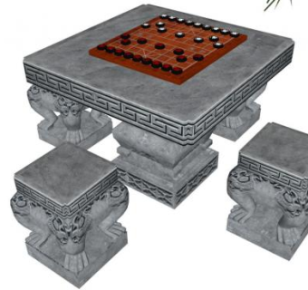 户外棋牌桌su模型下载_sketchup草图大师SKP模型