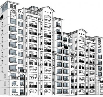公寓楼su模型下载_sketchup草图大师SKP模型