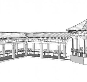 游廊su模型下载_sketchup草图大师SKP模型