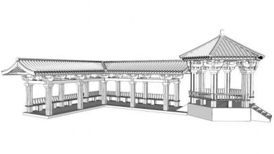 游廊su模型下载_sketchup草图大师SKP模型