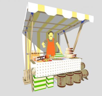 摊位su模型下载_sketchup草图大师SKP模型