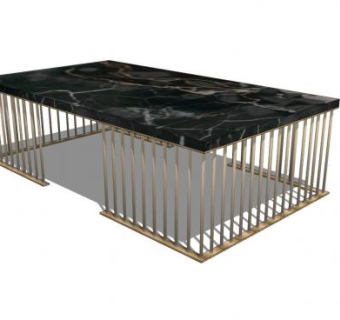 黑色大理石茶几SU模型下载_sketchup草图大师SKP模型