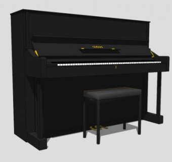 黑色古典优雅钢琴SU模型下载_sketchup草图大师SKP模型