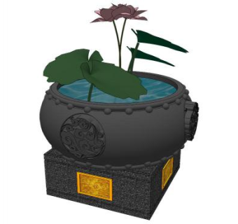 中式水缸su模型下载_sketchup草图大师SKP模型