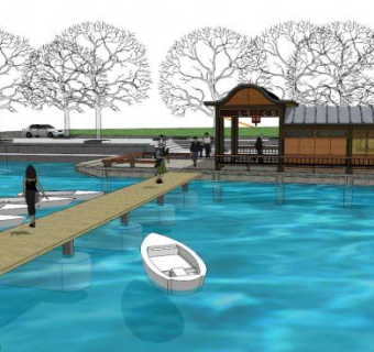 游船码头尺度su模型下载_sketchup草图大师SKP模型