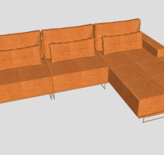 橙色L型沙发家具SU模型下载_sketchup草图大师SKP模型