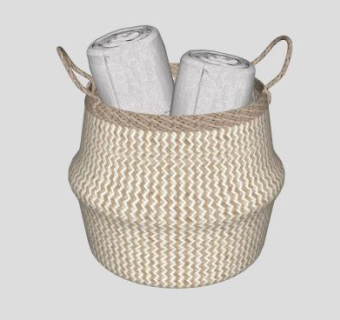 箩筐毛巾装饰品SU模型下载_sketchup草图大师SKP模型