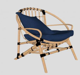 扶手藤椅SU模型下载_sketchup草图大师SKP模型