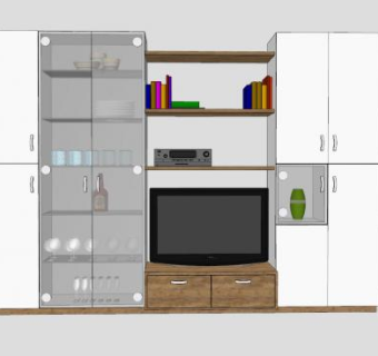 简约小型电视柜家具SU模型下载_sketchup草图大师SKP模型
