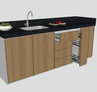 厨房橱柜和切菜板SU模型下载_sketchup草图大师SKP模型