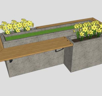 户外花箱景观座椅SU模型下载_sketchup草图大师SKP模型