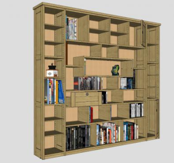 木质正方形书架SU模型下载_sketchup草图大师SKP模型