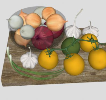 砧板上的蔬菜SU模型下载_sketchup草图大师SKP模型