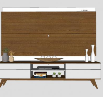 木质现代电视柜装饰品SU模型下载_sketchup草图大师SKP模型