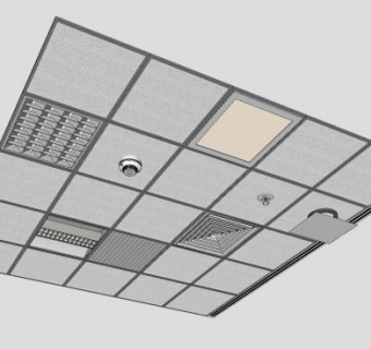 吊顶天花板带烟雾报警器SU模型下载_sketchup草图大师SKP模型
