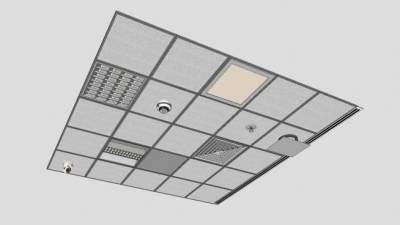 吊顶天花板带烟雾报警器SU模型下载_sketchup草图大师SKP模型