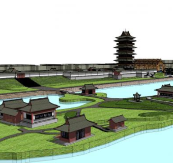 湖心岛su模型下载_sketchup草图大师SKP模型