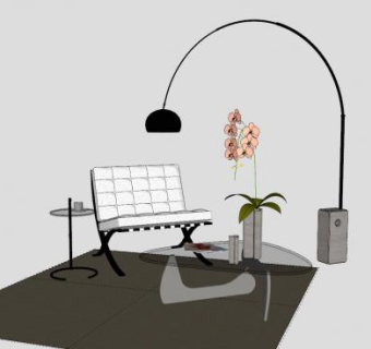 现代茶几沙发椅灯具装饰SU模型下载_sketchup草图大师SKP模型