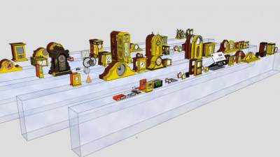 欧式闹钟系列SU模型下载_sketchup草图大师SKP模型