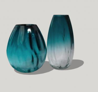 渐变琉璃花瓶SU模型下载_sketchup草图大师SKP模型