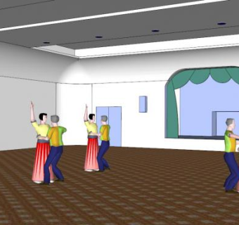 舞蹈培训教室su模型下载_sketchup草图大师SKP模型