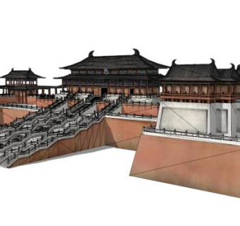 唐朝古建筑su模型下载_sketchup草图大师SKP模型