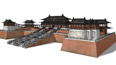 唐朝古建筑su模型下载_sketchup草图大师SKP模型