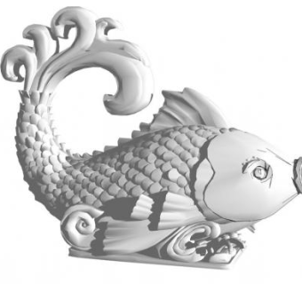 喷水石雕金鱼su模型下载_sketchup草图大师SKP模型
