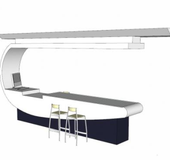 现代简约前台吧台SU模型下载_sketchup草图大师SKP模型