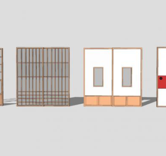 日式推移门SU模型下载_sketchup草图大师SKP模型