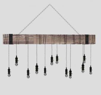 复古木头吊顶灯具SU模型下载_sketchup草图大师SKP模型