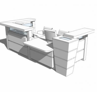 现代办公前台设计SU模型下载_sketchup草图大师SKP模型