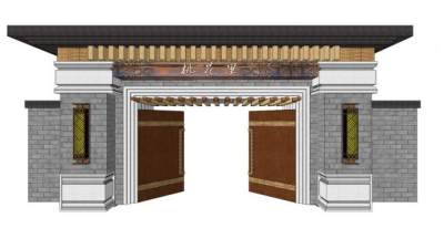 新中式大门su模型下载_sketchup草图大师SKP模型