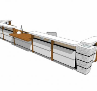 现代大型办公前台SU模型下载_sketchup草图大师SKP模型