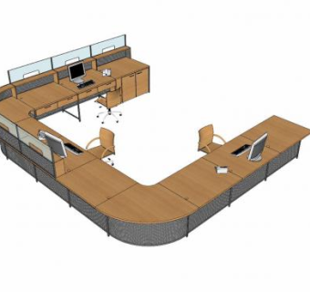 现代U型前台接待SU模型下载_sketchup草图大师SKP模型