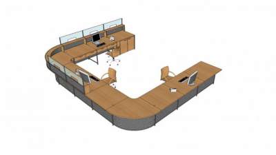 现代U型前台接待SU模型下载_sketchup草图大师SKP模型