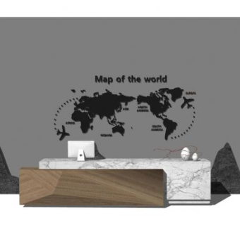 北欧风前台接待SU模型下载_sketchup草图大师SKP模型