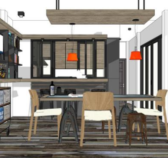 餐厅厨房su模型下载_sketchup草图大师SKP模型