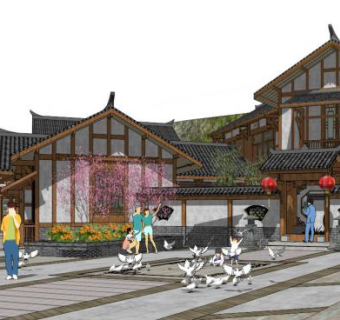 民宿改造su模型下载_sketchup草图大师SKP模型