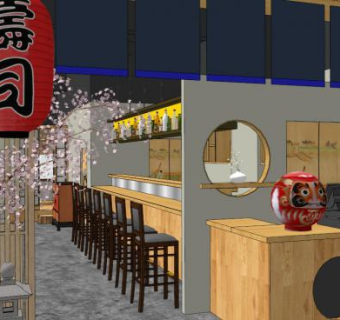 寿司店su模型下载_sketchup草图大师SKP模型