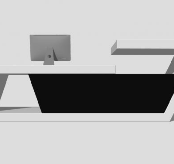 简约现代办公接待台SU模型下载_sketchup草图大师SKP模型